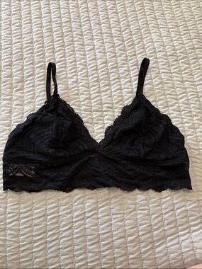 Express Black Lace Bralette with Scalloped Hem
